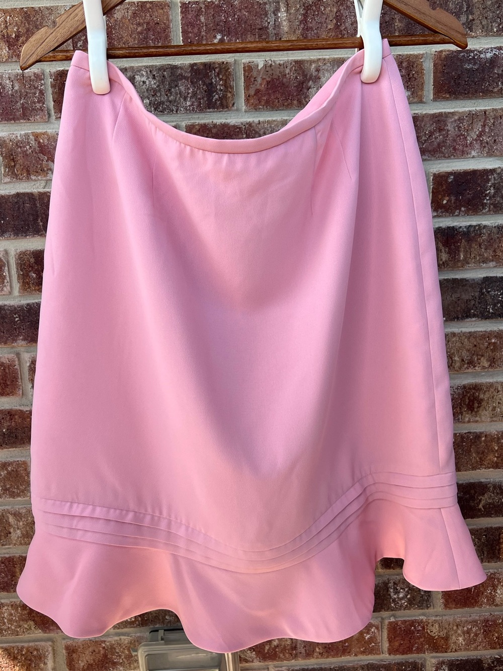 Vintage 90s Amanda Smith Pink Lined Ruffle Tier Crepe Trumpet Skirt Size 12